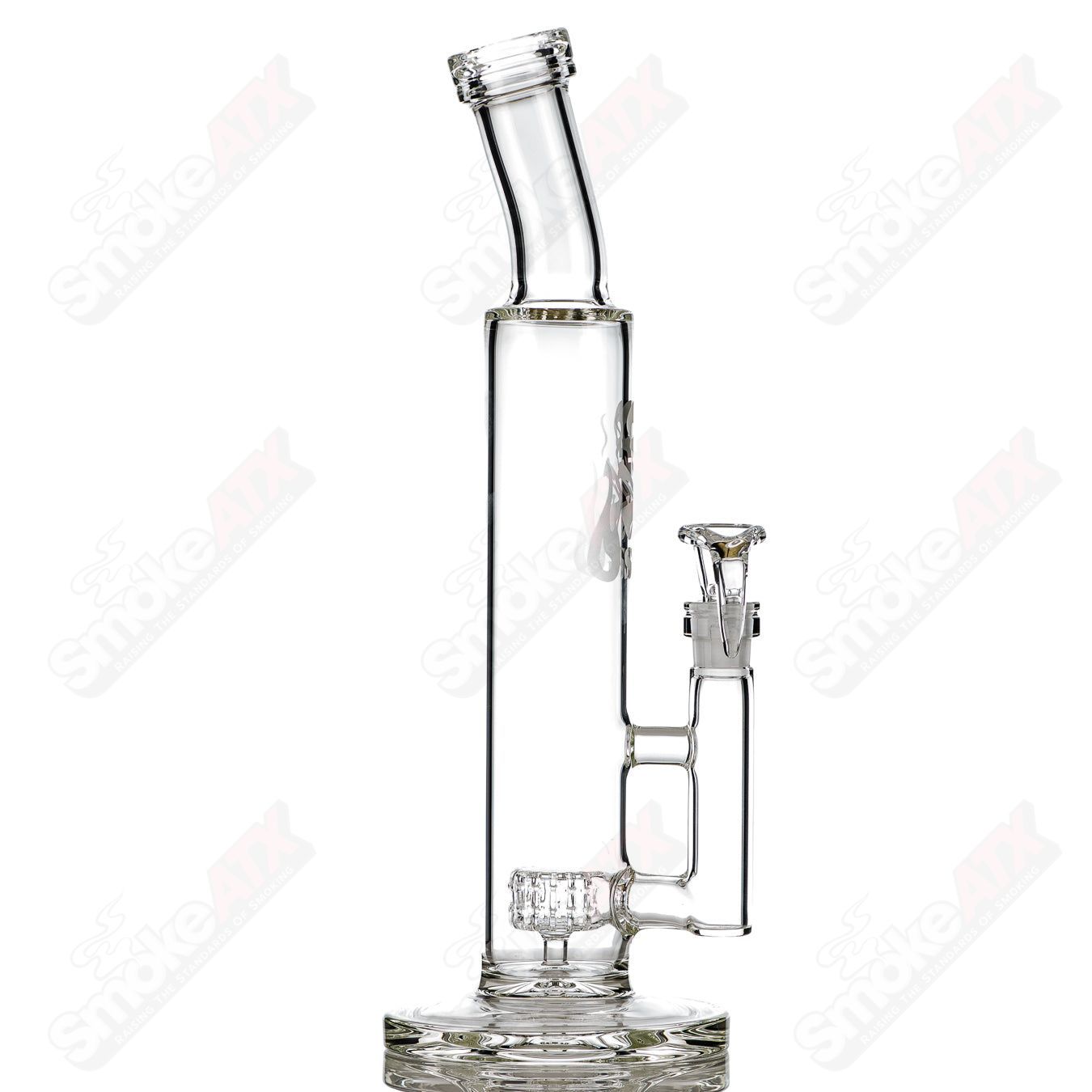 12in Clear Puck Perc Bent Neck Tube SPG - Smoke ATX