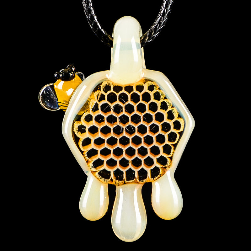Medium Honeycomb Drip Pendant (Milky) Joe P Glass - Smoke ATX