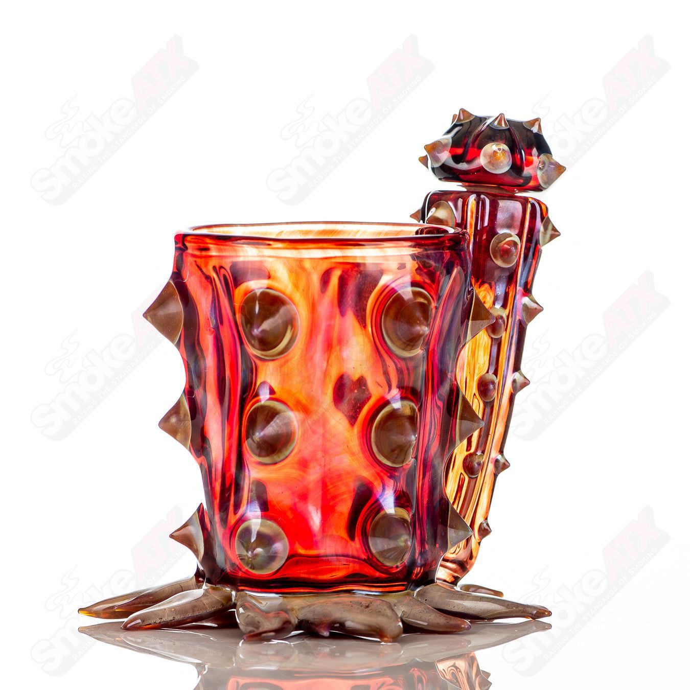 Cactus Iso/Qtip Jar Red Unparalleled Glass - Smoke ATX