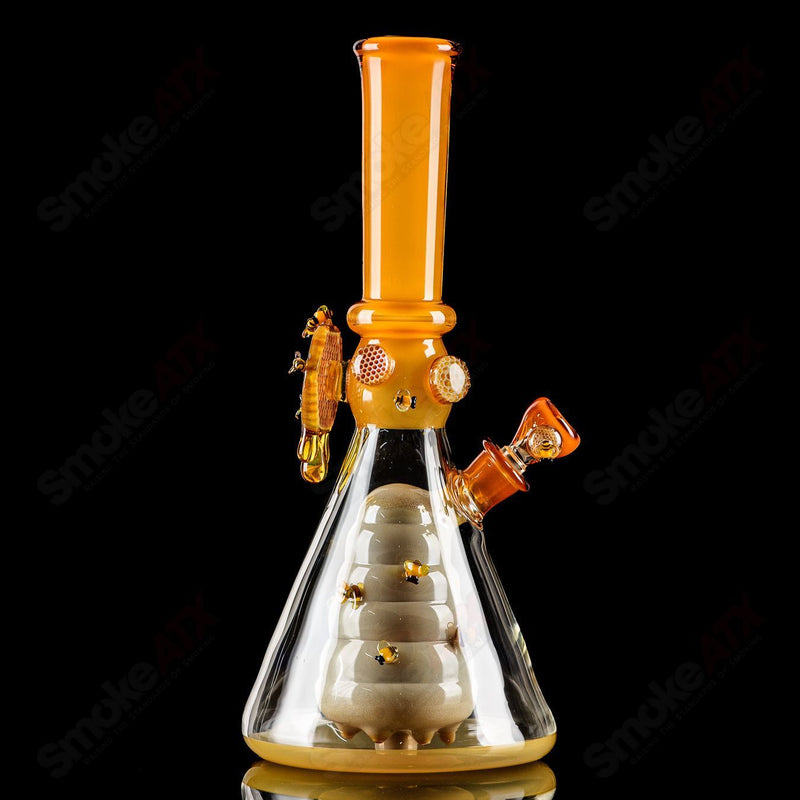 Worked Bee Hive Beaker By Joe P Glass - Smoke ATX