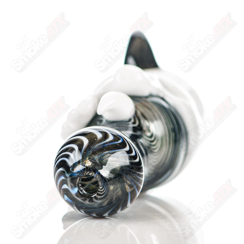 Black/White Worked Skull Hitter Ghost Glass - Smoke ATX
