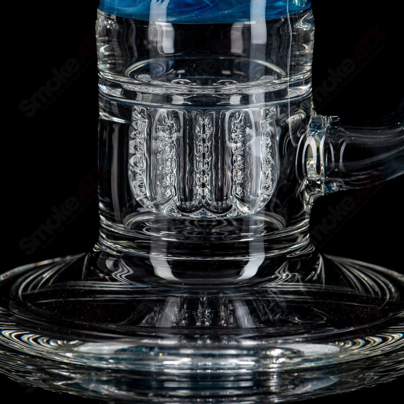 13" Blue/Light Blue Fade Apolocoline Straight Tube w/14m Bowl by Dirty Rico Glass x Nobody Glass - Smoke ATX 