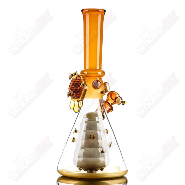 Worked Bee Hive Beaker By Joe P Glass - Smoke ATX