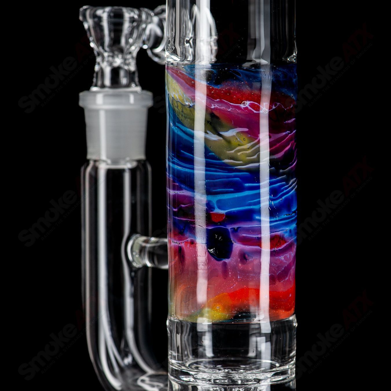 20" Rainbow  Fade Apolocoline Straight Tube w/14m Bowl by Dirty Rico Glass x Nobody Glass - Smoke ATX 