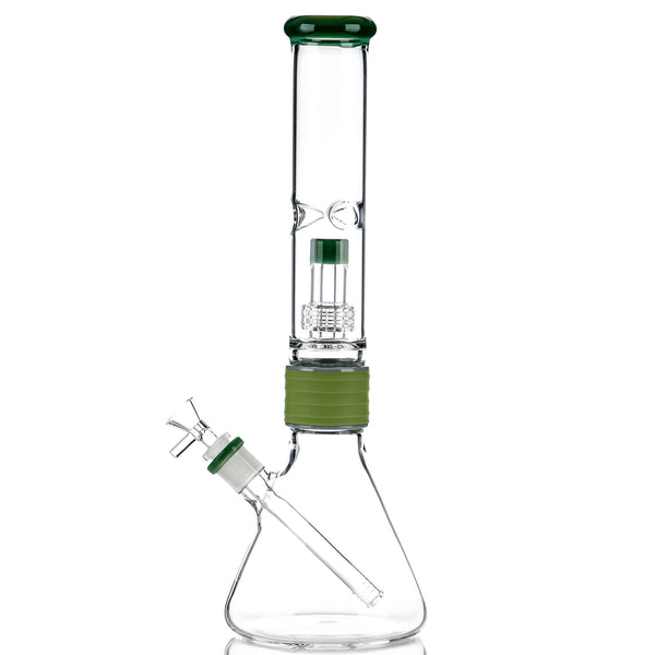 16" Jade Beaker w Green Silicone Grip Diamond Glass - Smoke ATX