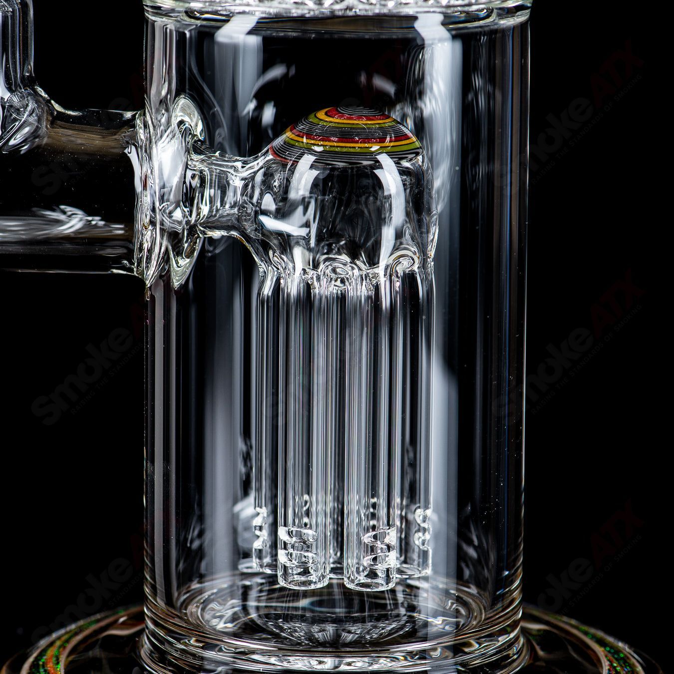 #2 18mm 7/13 Arm Perc w Worked Sections Toro Glass - Smoke ATX