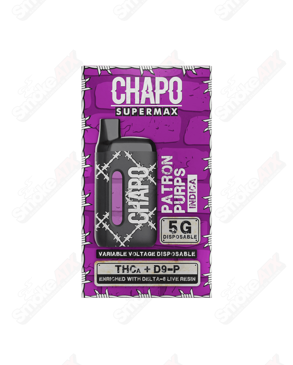 5000mg Patron Purps Indica Disposable THCA / D9-P / D8 Supermax Chapo Extrax - Smoke ATX 