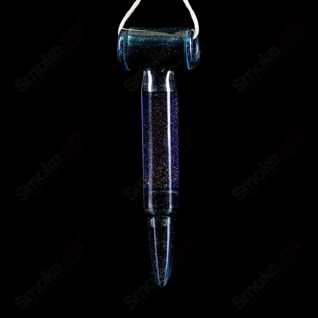 Bullet Pendant in Teal/Cobalt (Signed RMG 2015) by Robert Mickelsen Glass (RAM) - Smoke ATX