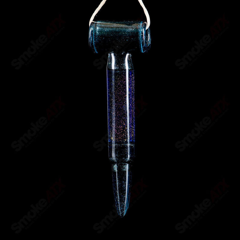 Bullet Pendant in Teal/Cobalt (Signed RMG 2015) by Robert Mickelsen Glass (RAM) - Smoke ATX