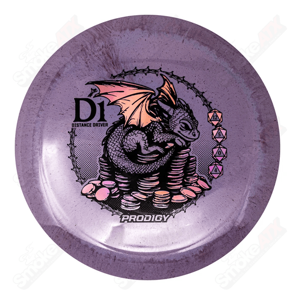 170-174g D1 Purple Distance Driver Disc (Dragon's Hoard Stamp) - Reblend Plastic Prodigy Disc - Smoke ATX 