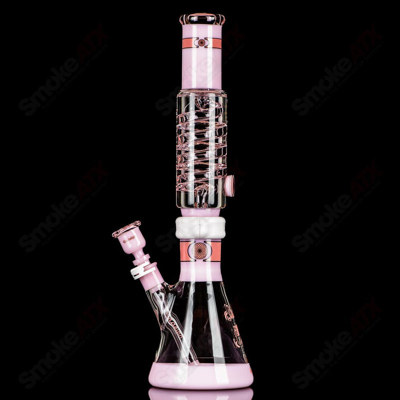 2pc Set 15" Milky Pink Full Color Signature Coil Condenser + Base Illadelph - Smoke ATX