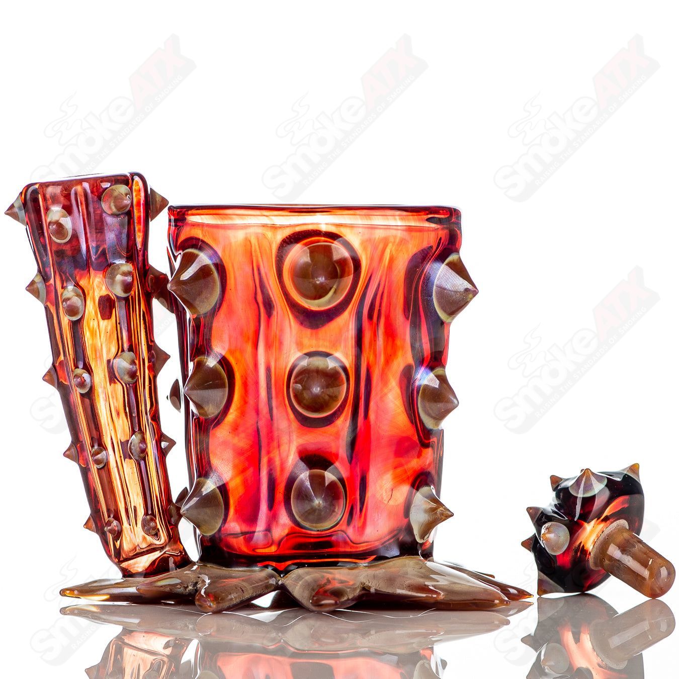 Cactus Iso/Qtip Jar Red Unparalleled Glass - Smoke ATX