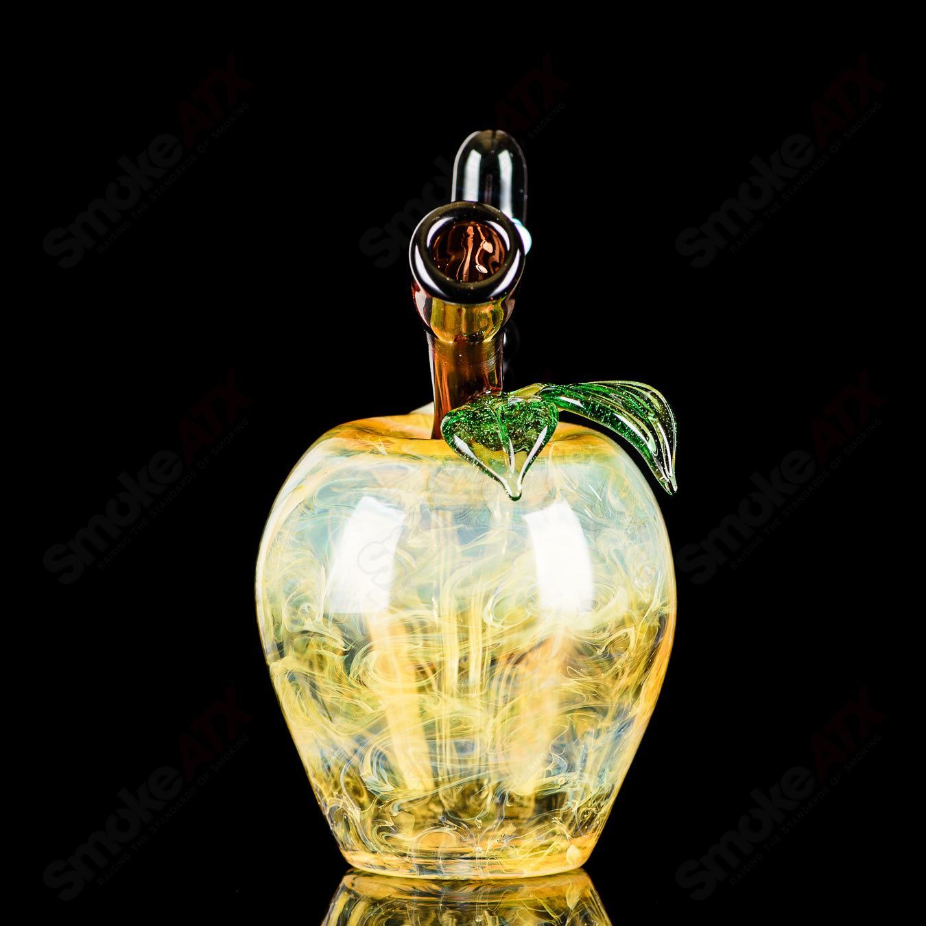 Yellow Apple Rig w/ Worm Dabber Pouch Glass - Smoke ATX