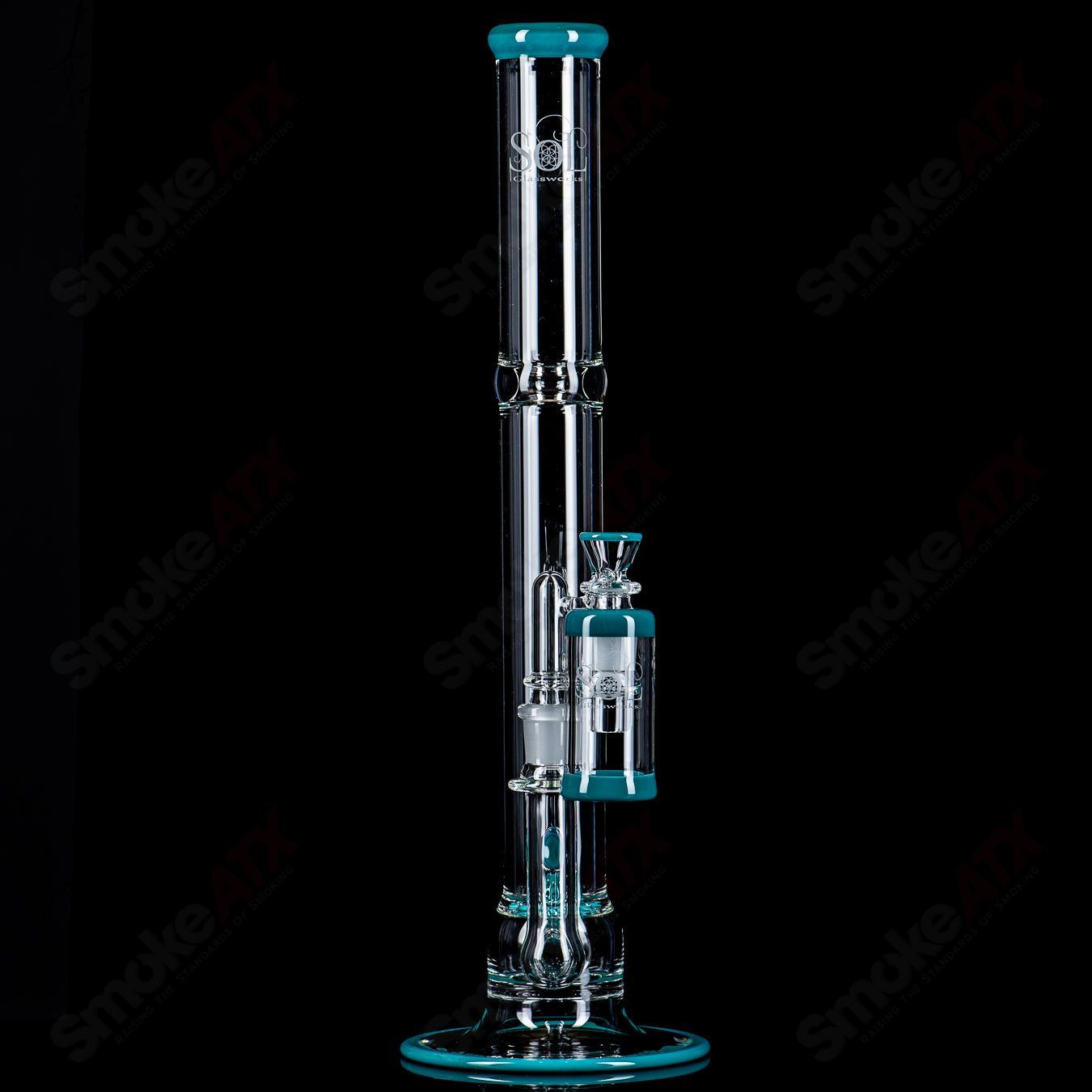 SOL-45 Lace Sphere + DC Set (Opaque Aqua) by SoL Glassworks - Smoke ATX