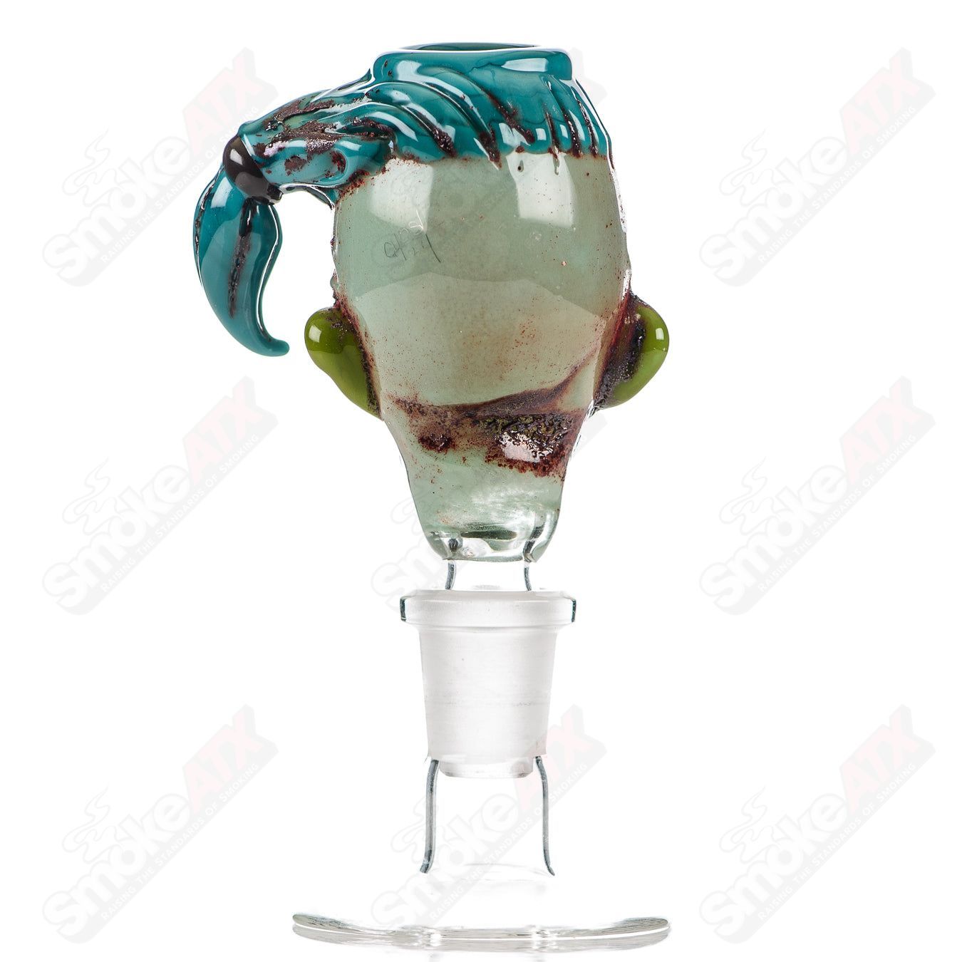 14mm Shrunken Head Bowl Slide Ghost Glass - Smoke ATX