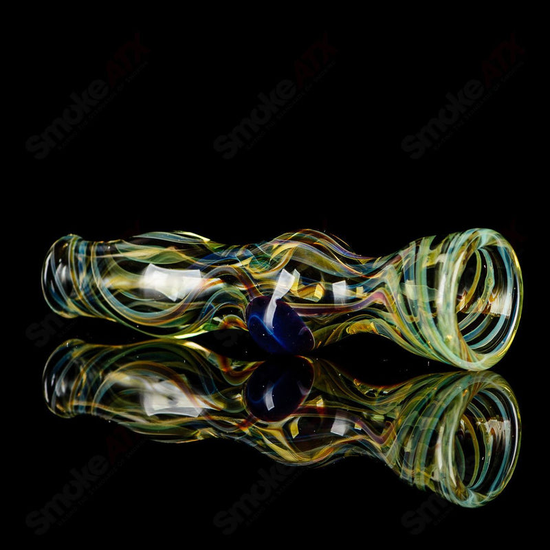 Transparent Yellow/Orange Worked Chillum Indo Glass - Smoke ATX