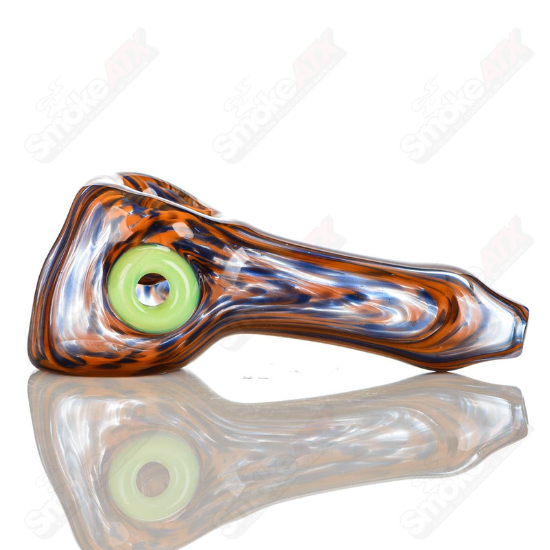 Orange/Purple Worked Spoon w Slyme Accent Carb Signed - JMK Glass - Smoke ATX