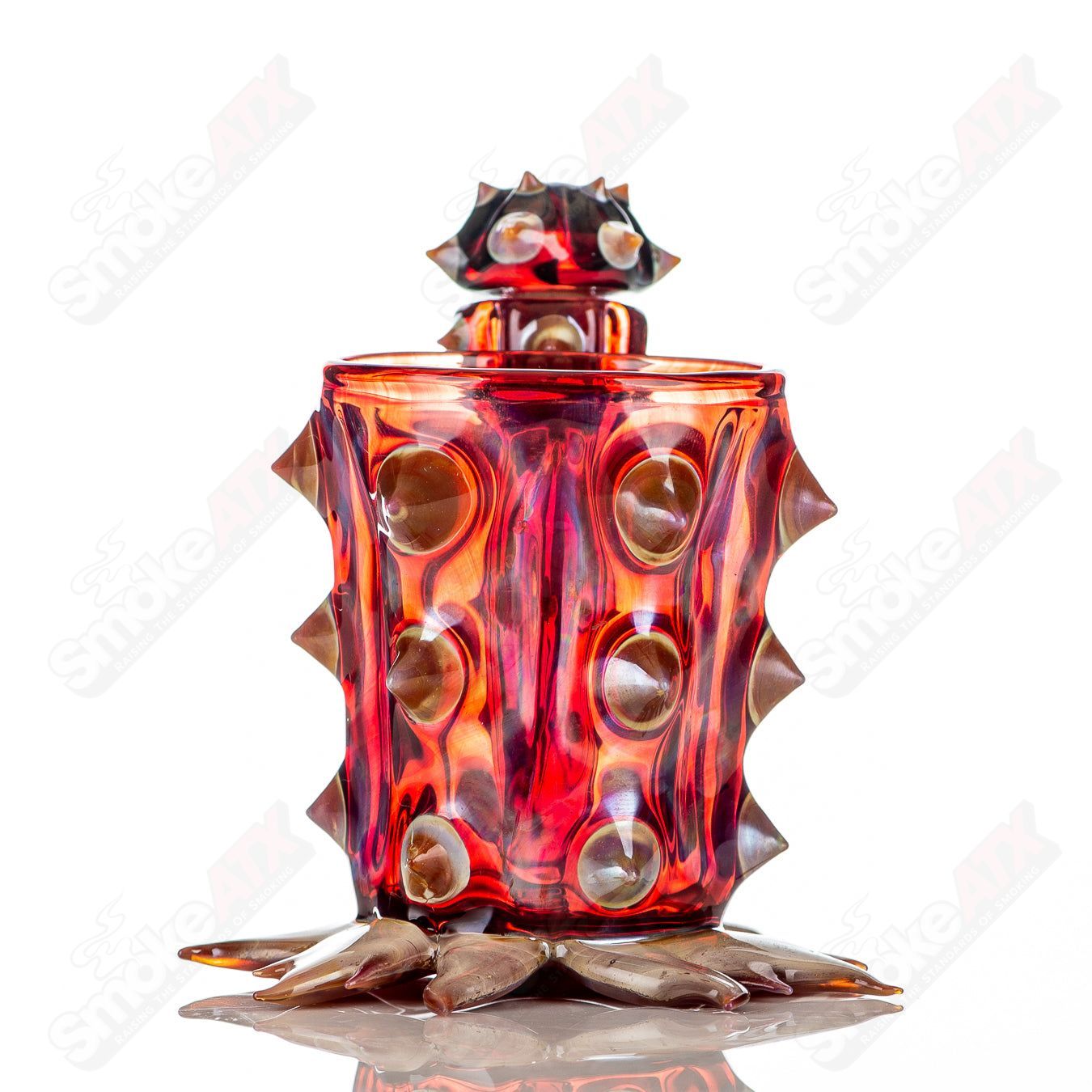 Cactus Iso/Qtip Jar Red Unparalleled Glass - Smoke ATX
