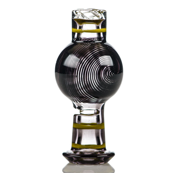 Black  Spiral Linework V2 Spinner Cap W/  Yellow Accents by Glass Carpenter - Smoke ATX