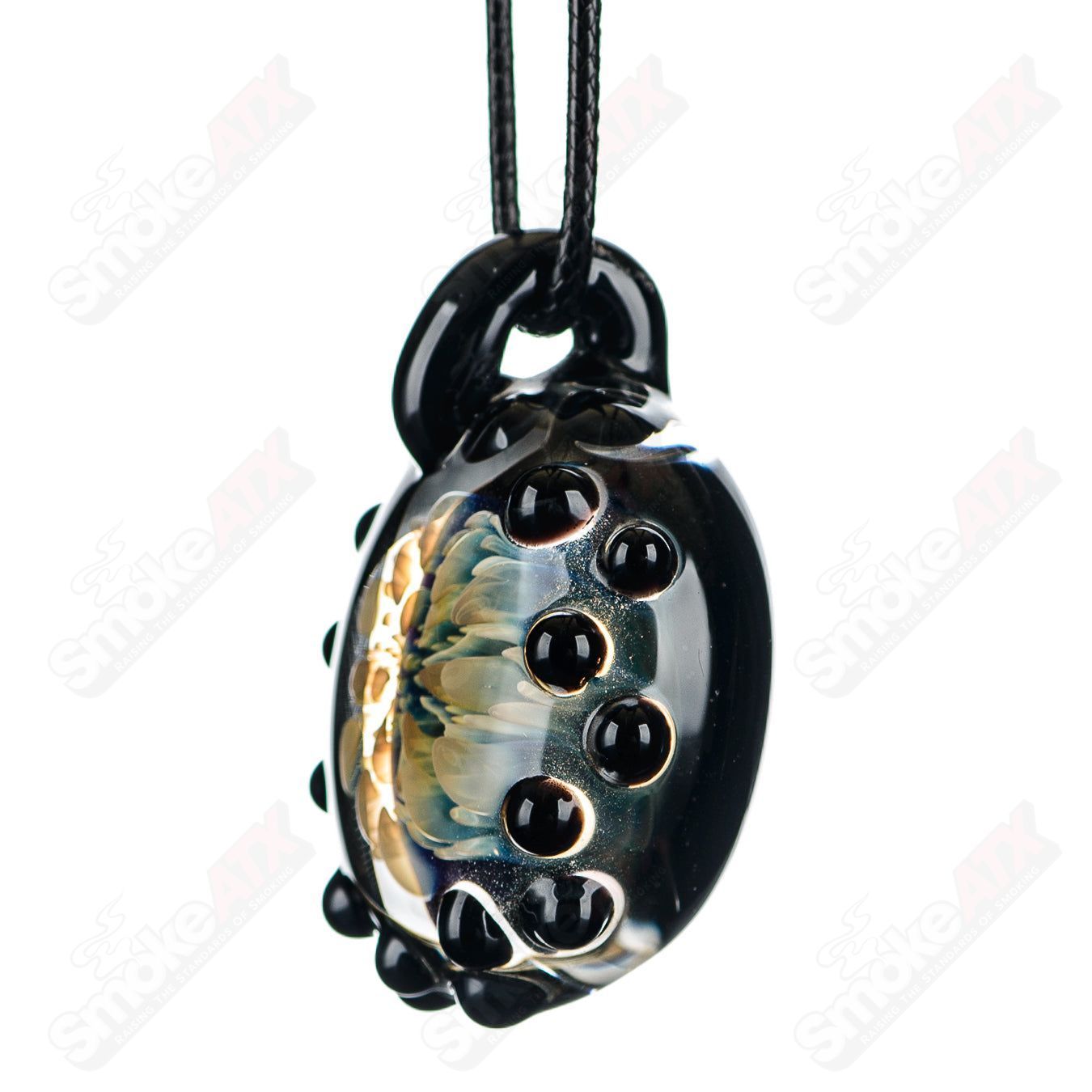 Black Fume Implosion Pendant Introvert Glass - Smoke ATX