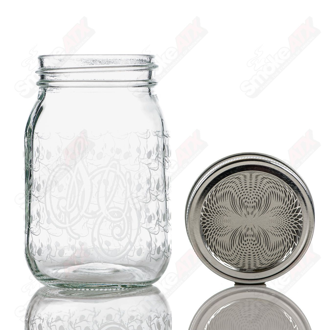 Bloodshed Skull Pattern Mason Jar Sovereignty - Smoke ATX