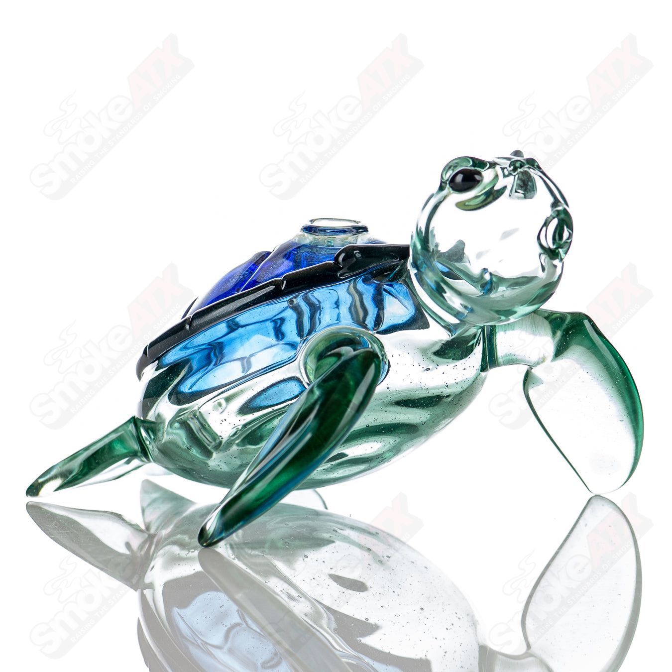 Blue Dichro Honu Sea Turle Rig Turtle Time Glass - Smoke ATX