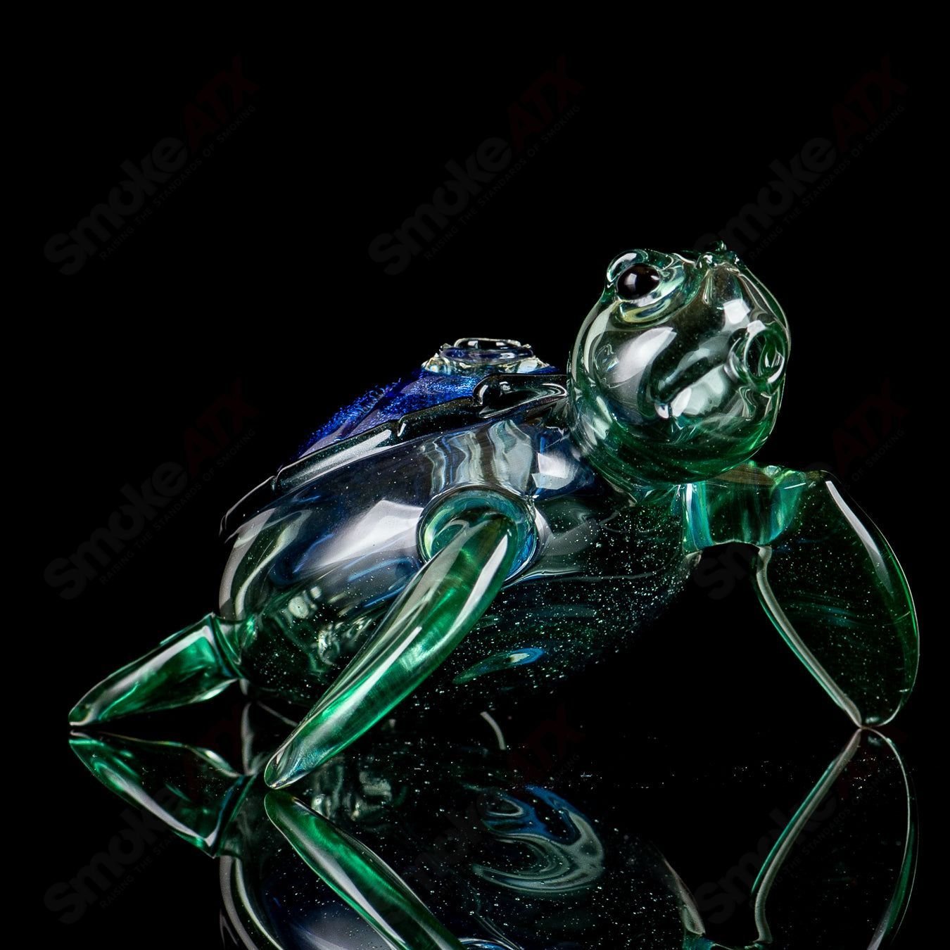 Blue Dichro Honu Sea Turle Rig Turtle Time Glass - Smoke ATX