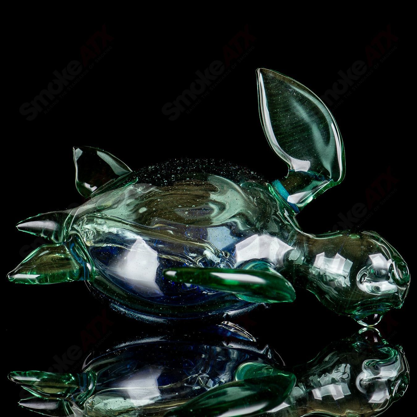 Blue Dichro Honu Sea Turle Rig Turtle Time Glass - Smoke ATX