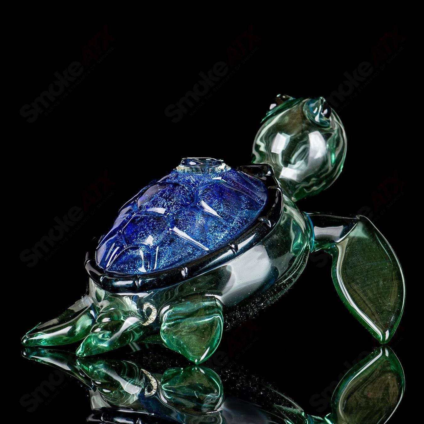 Blue Dichro Honu Sea Turle Rig Turtle Time Glass - Smoke ATX
