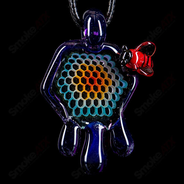 #2 Small Color Honeycomb Drip Pendant by Joe P Glass - Smoke ATX