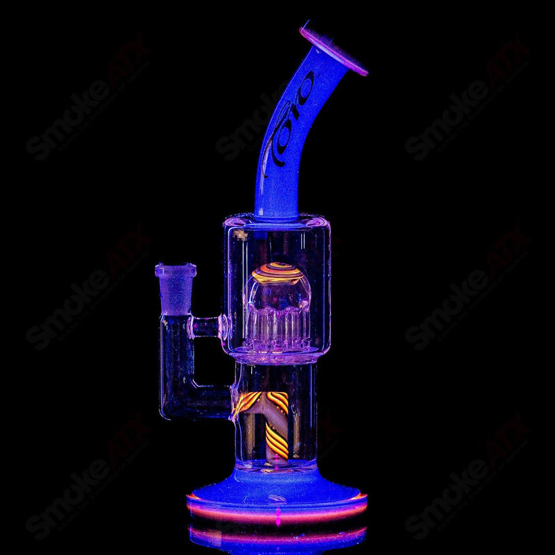 10mm Double Macro w/ Full Color Foot+Mouthpiece by Toro Glass - Smoke ATX