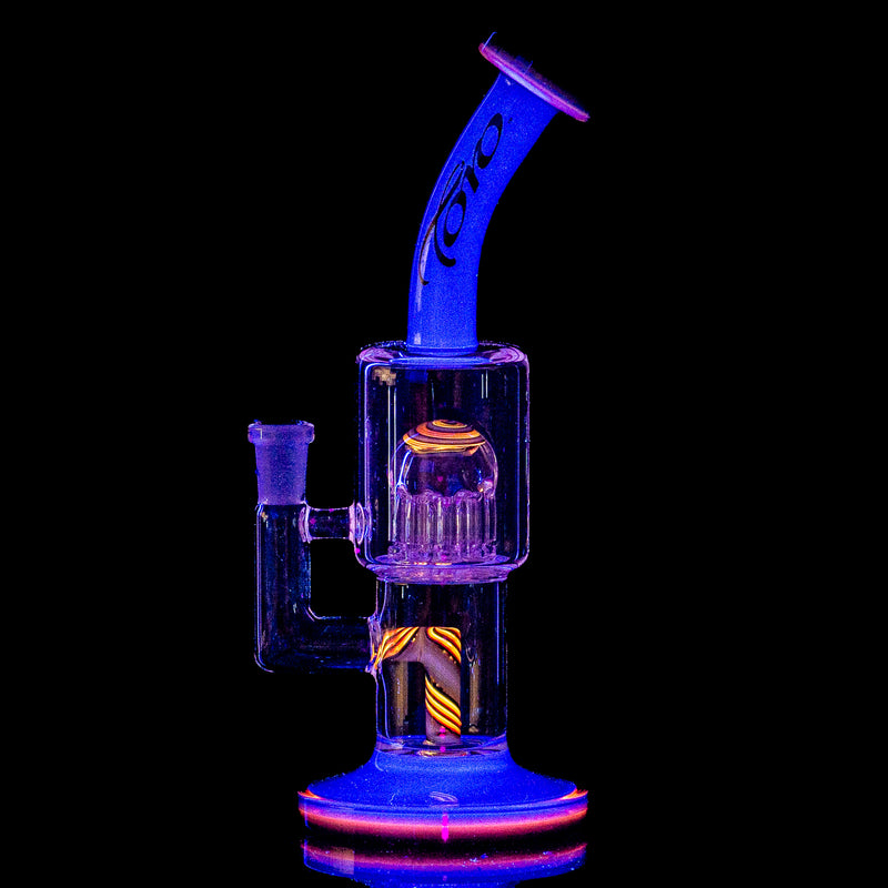 10mm Double Macro w/ Full Color Foot+Mouthpiece by Toro Glass - Smoke ATX