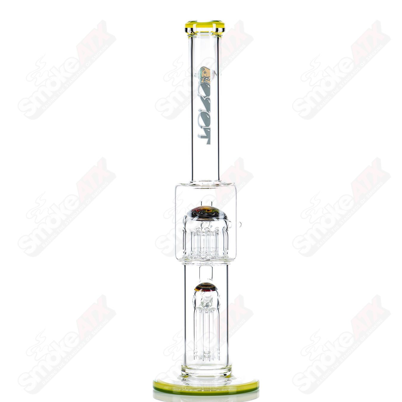 #1 14mm Mini 7/13 Arm Perc with Reversal Sections by Toro Glass - Smoke ATX