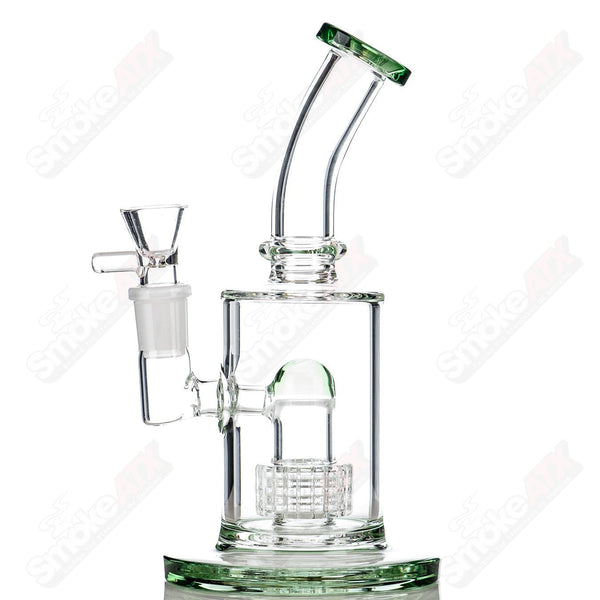 9" Green Stereo Perc Bubbler Diamond Glass - Smoke ATX