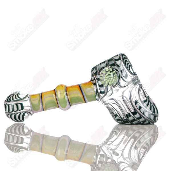 #6 Wig Wag Hammer Dry Pipe Katy Wright Glass - Smoke ATX