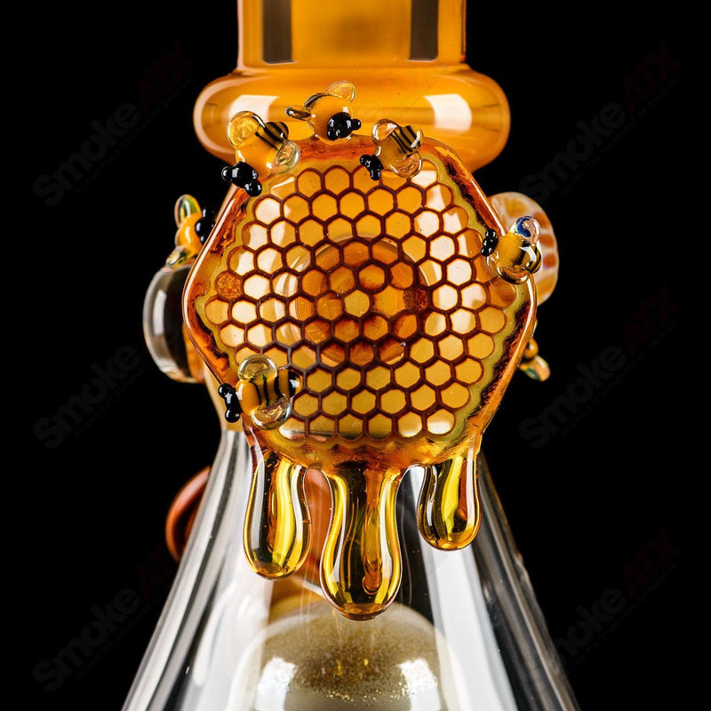 Worked Bee Hive Beaker By Joe P Glass - Smoke ATX