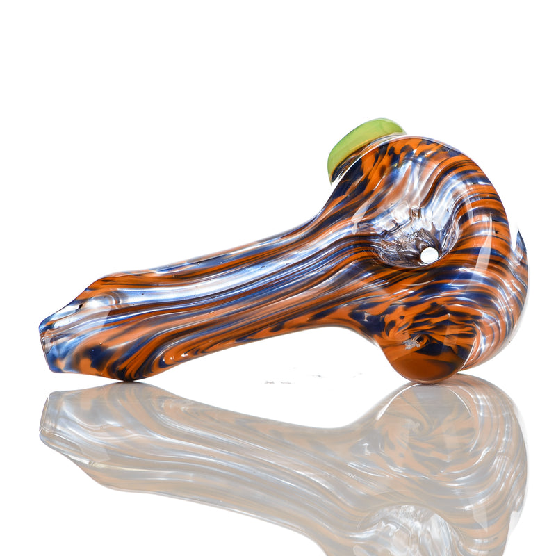 Orange/Purple Worked Spoon w Slyme Accent Carb Signed - JMK Glass - Smoke ATX