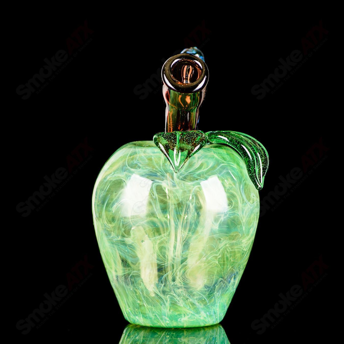 Green Apple Rig w/ Worm Dabber Pouch Glass - Smoke ATX