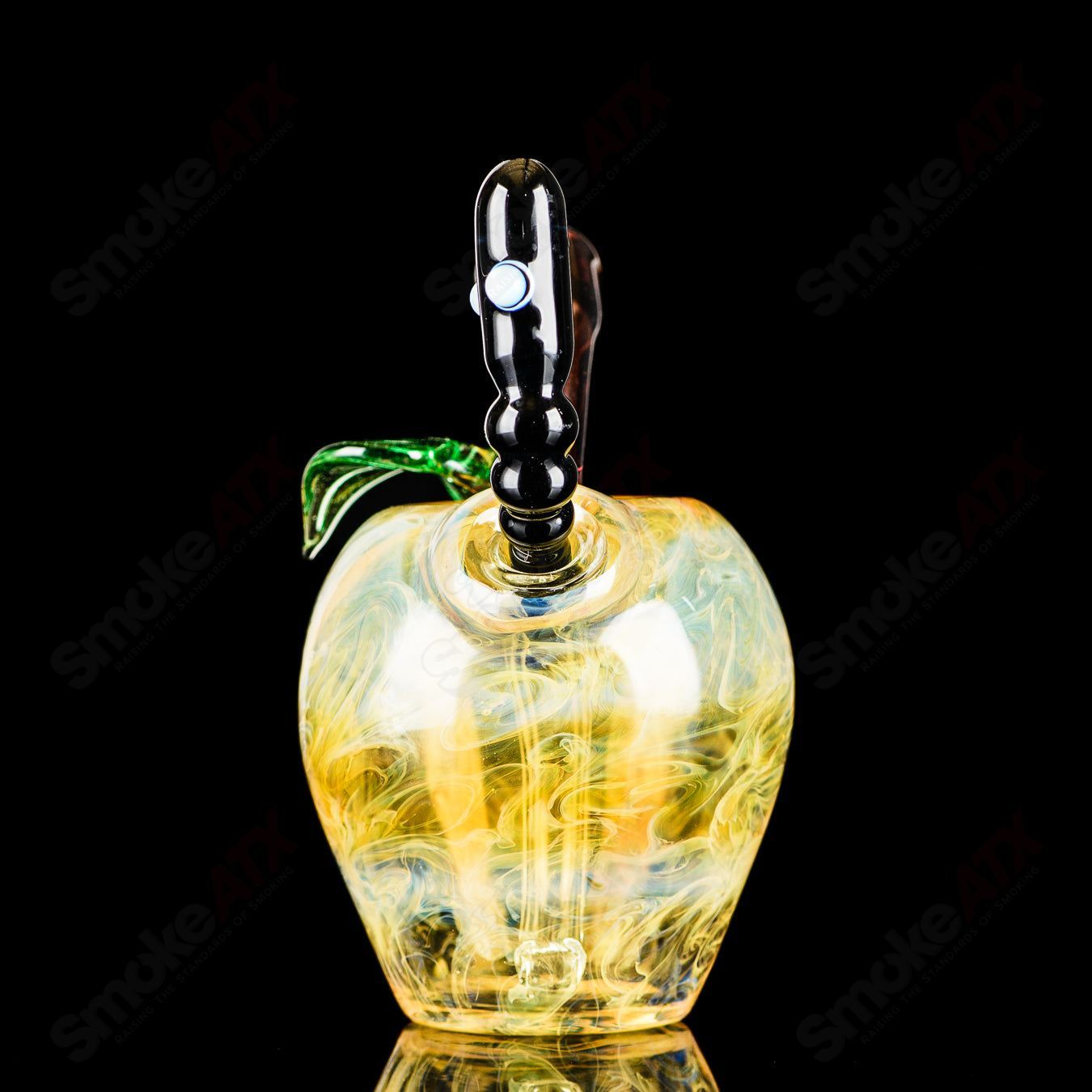 Yellow Apple Rig w/ Worm Dabber Pouch Glass - Smoke ATX