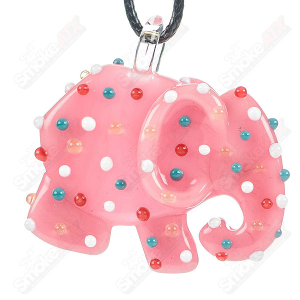 Large Pink Animal Cookie Pendant w UV Dots Renee Patula - Smoke ATX