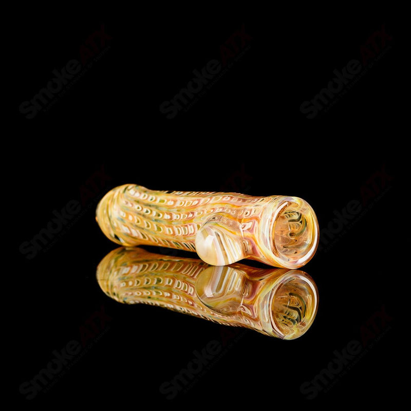 #1 Transparent Worked Chillum w/ Clear Dot Signed - JMK Glass