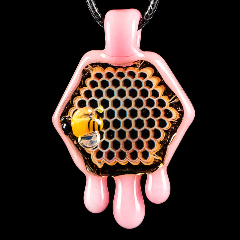 2" Honeycomb Drip Pendant (Cadillac Pink) Joe P Glass - Smoke ATX