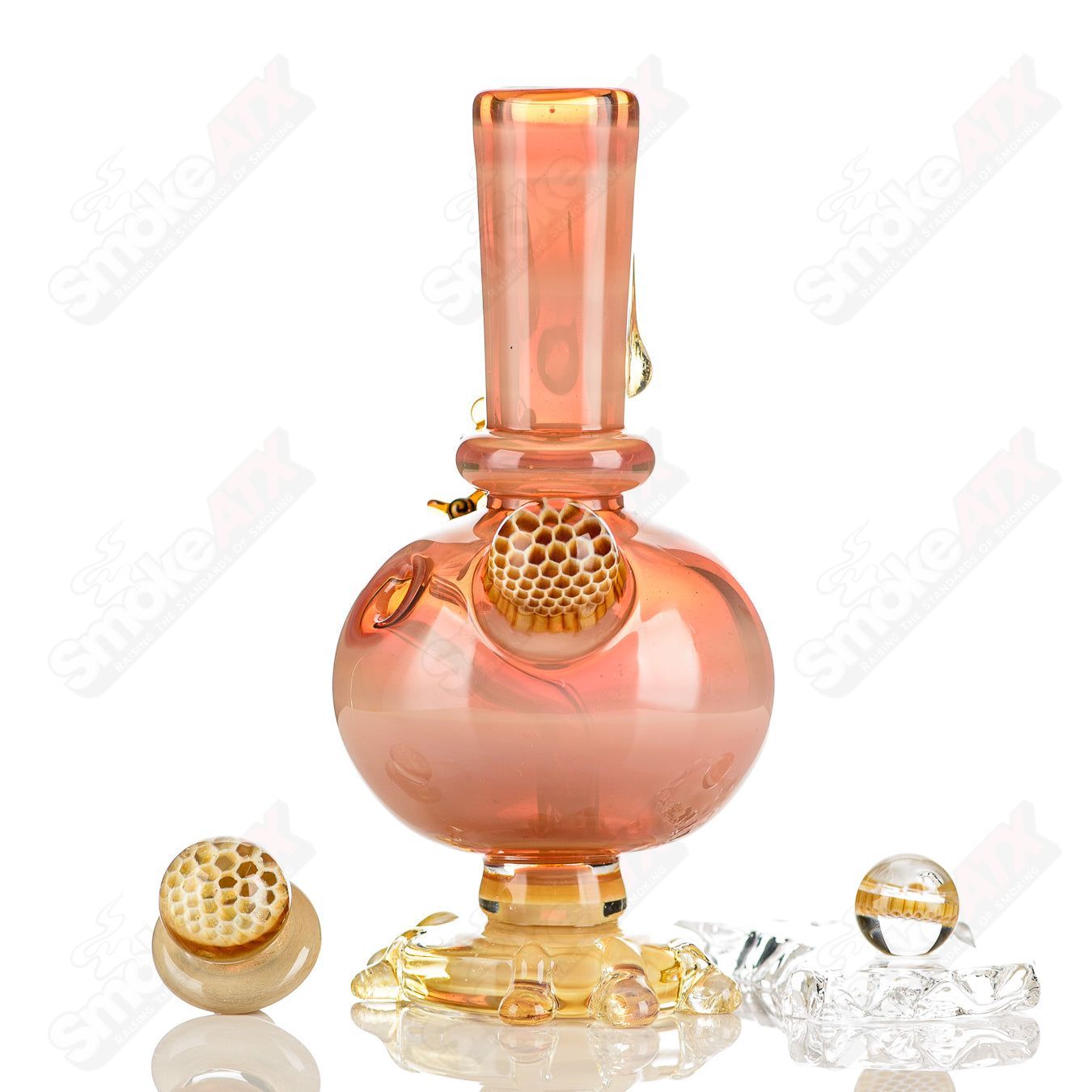 Cherry Blossom Pink Honeycomb Lamp Set Joe P Glass - Smoke ATX