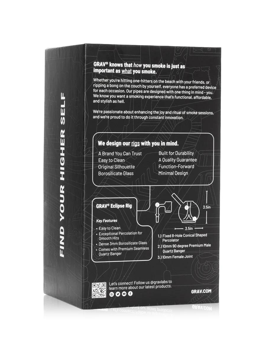 Clear Eclipse Rig with 10mm Quartz Banger GRAV - Smoke ATX