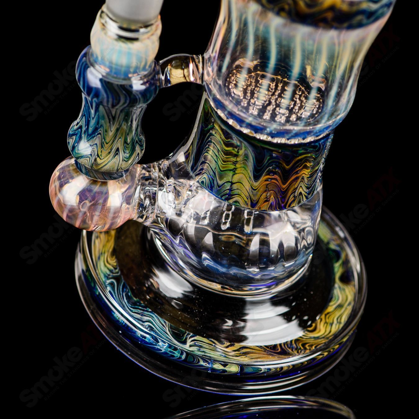 Cobalt Worked Honeycomb to Inline Waterpipe Tagle Glass - Smoke ATX