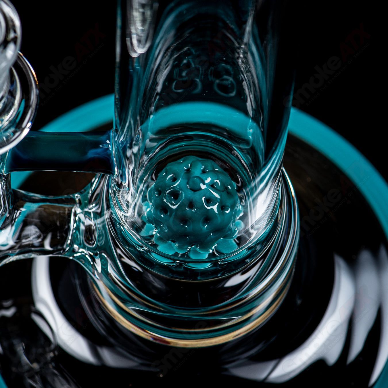 SOL-45 Lace Sphere + DC Set (Opaque Aqua) by SoL Glassworks - Smoke ATX