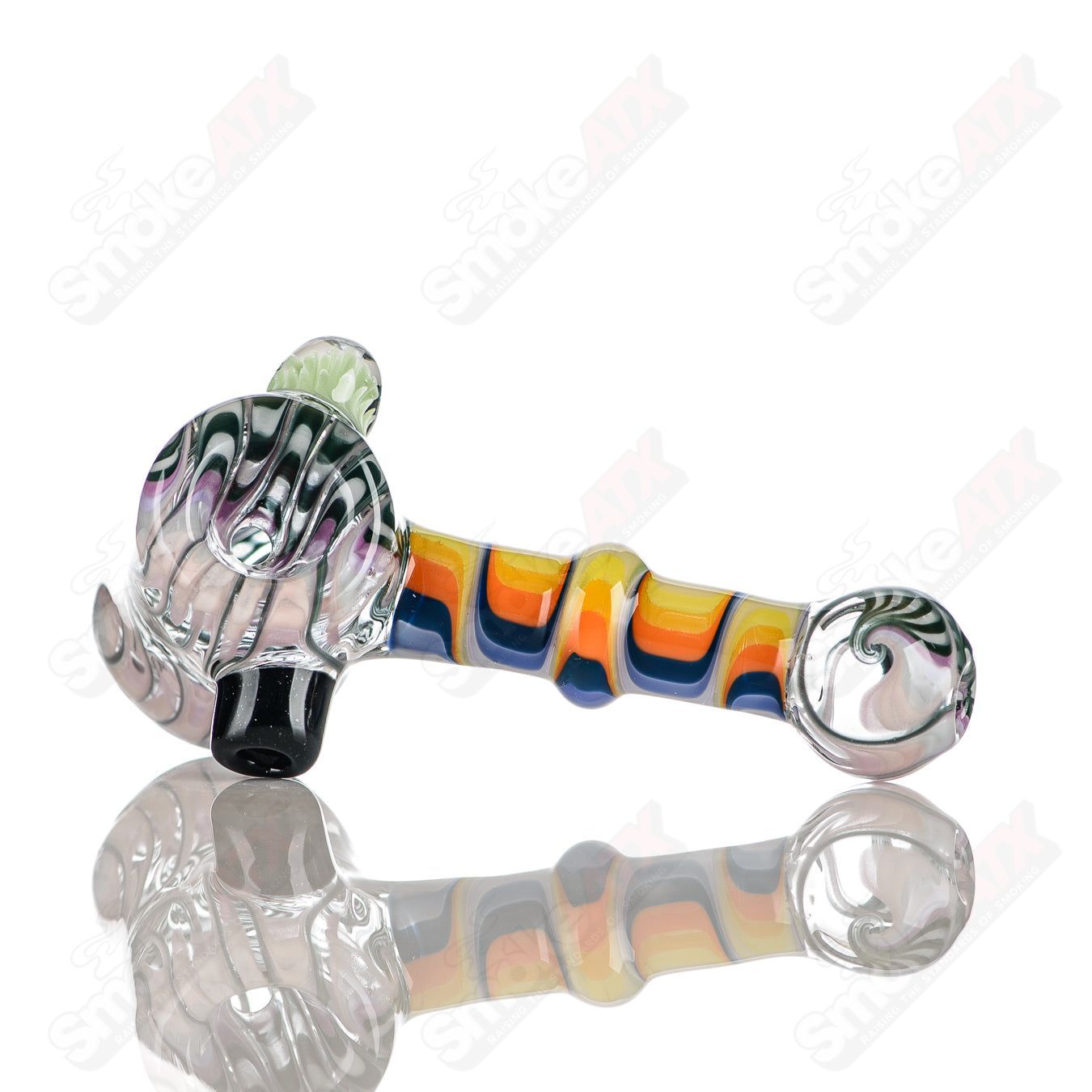 #6 Wig Wag Hammer Dry Pipe Katy Wright Glass - Smoke ATX