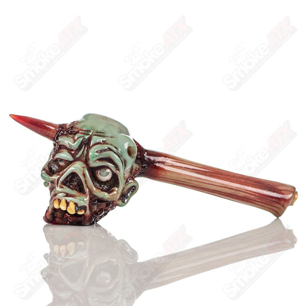 Zombie Head Spoon w/ Glow Eyes Ghost Glass - Smoke ATX