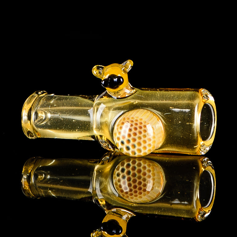 Small Honeycomb & Bee Joint Holder Joe P Glass - Smoke ATX