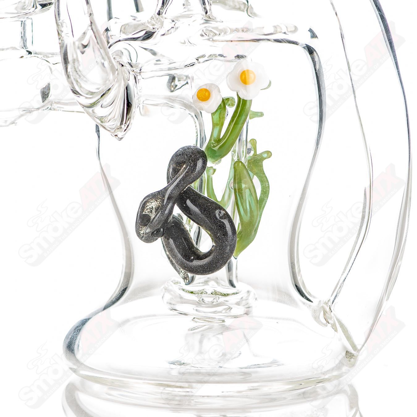Green and Steel Dumper Snake Sculpture Rig Gilyumglass - Smoke ATX